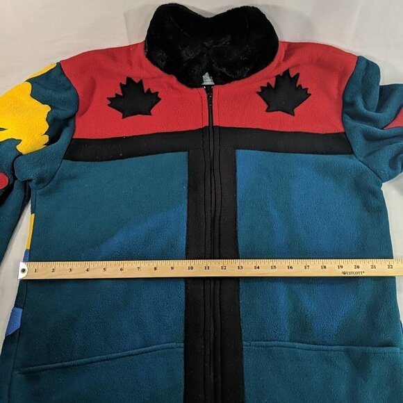 Suttles & Seawinds Canada Multicolor Colorful Map Fur Coat Jacket Women S Small - Picture 13 of 16